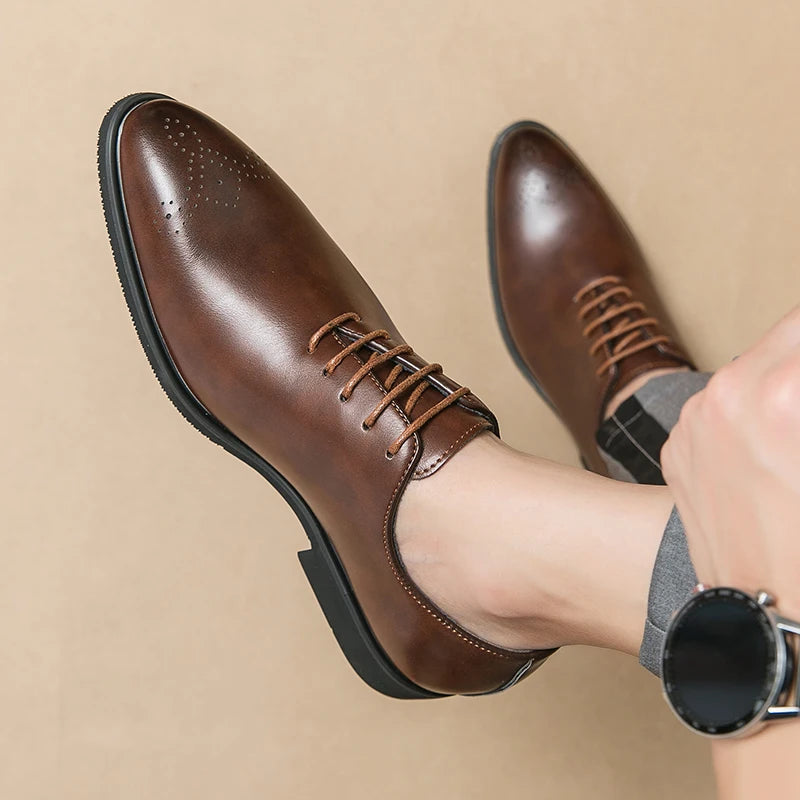 Men's Genuine Leather Dress Shoes Classic Oxford Soft Comfortable Lining Non-Slip Rubber Sole Business Office Formal Occasions