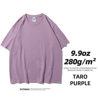 Sypcman Oversized T-Shirt 9.9oz 280 Grams Heavy High Qualtity Men Short Sleeve Tee Cotton Solid Color Customized OEM Streetwear
