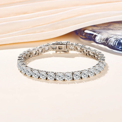 4.0mm 5.0mm DVVS1 Pass Diamond Test Round Cut Moissanite Tennis Bracelet White Gold Plated 925 Silver Jewelry for Women