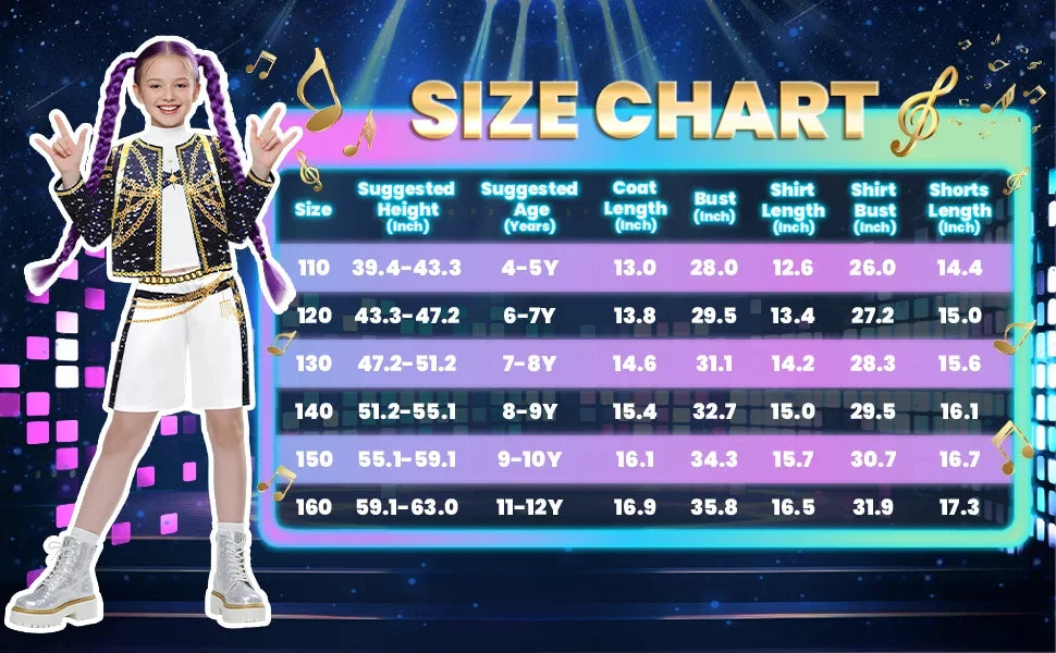 3Pcs Kpop Costume Rumi Singer Dance Dress 3D Print Girls Halloween Christmas Costumes Cosplay Fancy Stage Performance Outfits