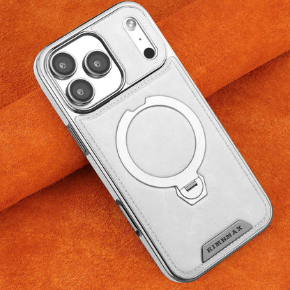 Magnetic Rotat Bracket Luxury Leather Phone Case,For iPhone 11 12 13 14 15 16 17 Pro Max Plus Wireless Charging Shockproof Cover