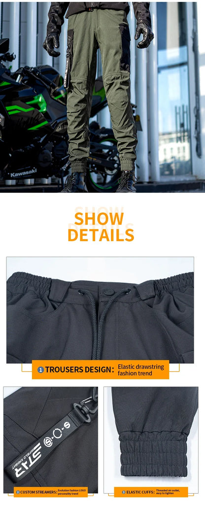 New Black Motorcycle Pants Riding Men Equipemt Summer Breathable Trousers With CE Protection Armor Wearing Gears Accessories