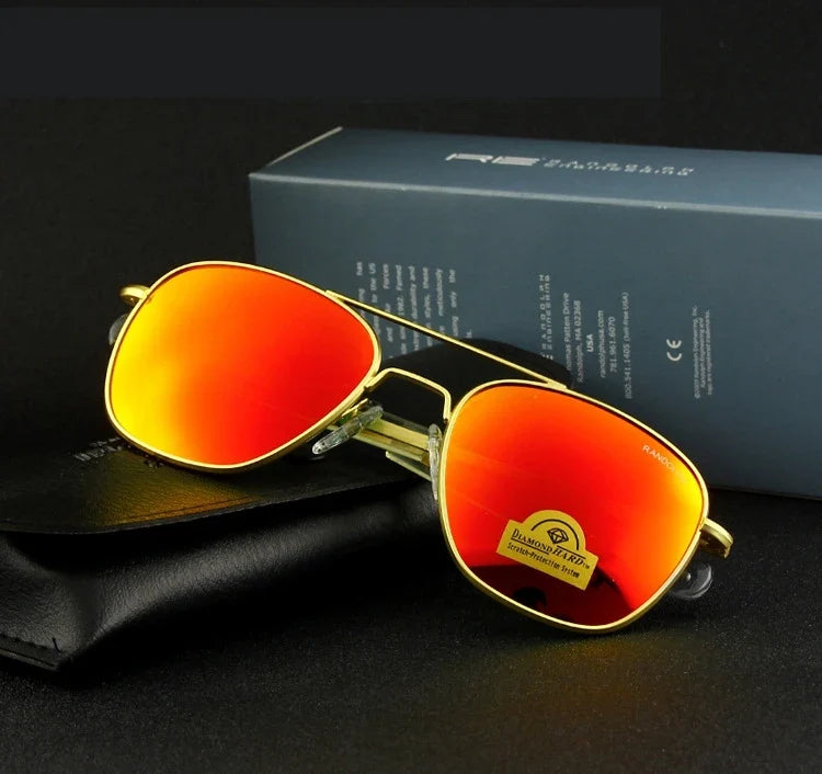 RE Pilot Sunglasses Men Top Quality Brand Designer AGX Tempered Glass Lens AO Sun Glasses Male