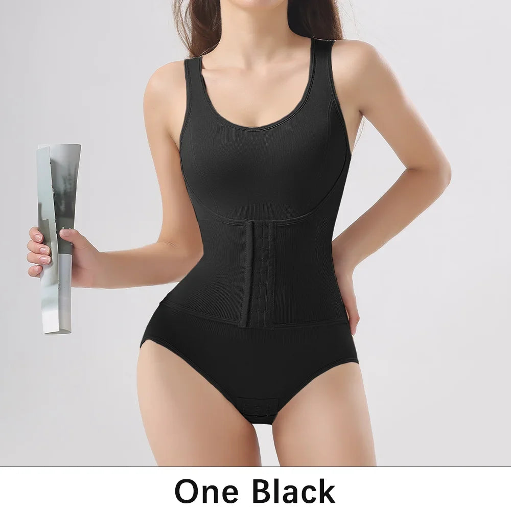 Woman Slim Bodysuit Shapewear with Zipper Belt Women Tummy Control Fajas Body Shaper Waist Trainer Slimming Cincher Corset Tops