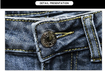 Nine-Point Pants Men's 2025 New Spring Autumn Fashion Casual Denim Trousers Cotton Slim Jeans  Blue Male Clothing Brand Clothing