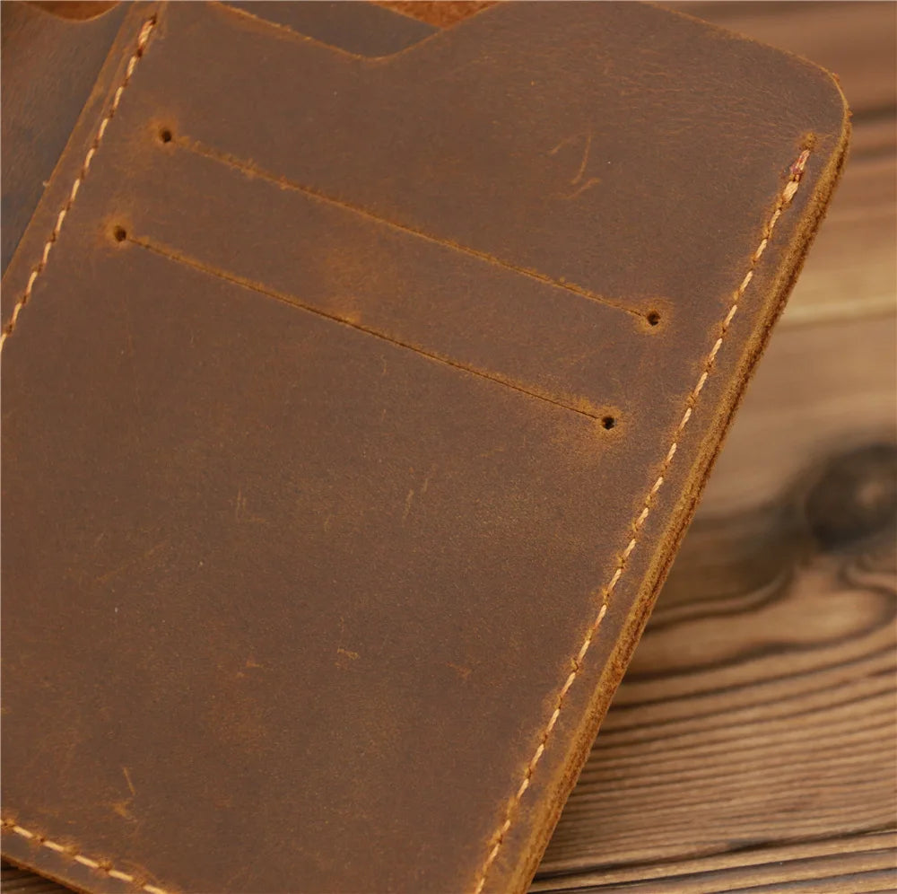 Top Genuine Leather Men's Wallet Retro Driving Licence Wallets for Men Durable Leather Portfel Male Cartera Hombre Purse for Men