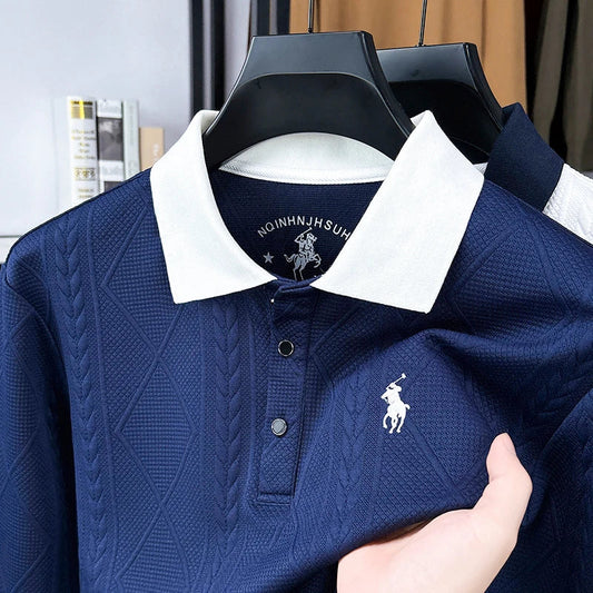 Pecking Men's Summer Light Luxury Collar Polo Shirt Short Sleeved T-shirt Fashionable Versatile Top