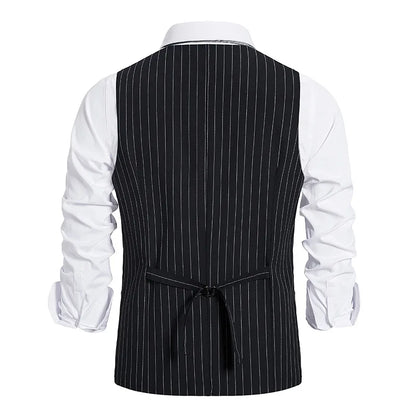 Men's Suit Vest Striped Single Breasted Waistcoat Stylish Mail Suit Retro Vest Wedding Business Banquet Daily Groomsman Uniform