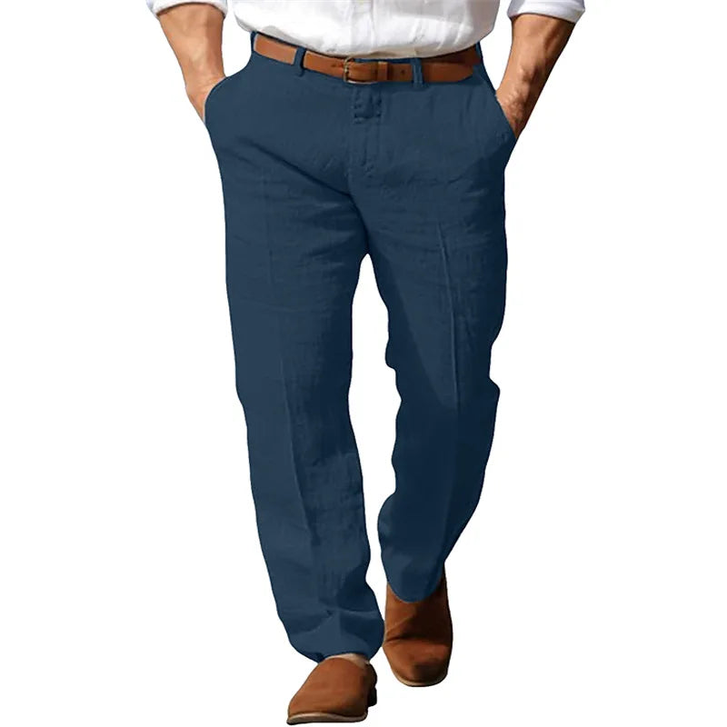 Men's Formal Linen Summer Pants Straight Tube Solid Color Comfortable Breathable Formal Business Fashion Basic Style