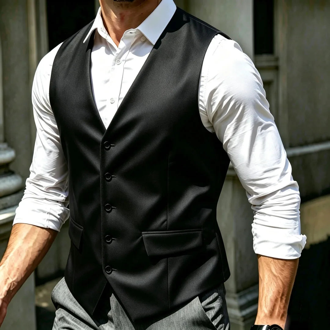 Men Vest White Single Breasted V Neck Solid Waistcoat For Wedding Banquet Business Party Work Office Casual Daily Men Suit Vest
