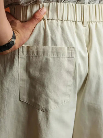 Men's Shorts Casual Pleated Dress Elastic Waist Multi Pockets Classic-Fit Golf Shorts for Men Cotton Summer Formal Shorts Sports