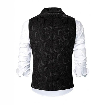 Suit Vest Men British Style Turn Down Collar Double-breasted Male Waistcoat Slim Printed Business Casual Man Coat Vest