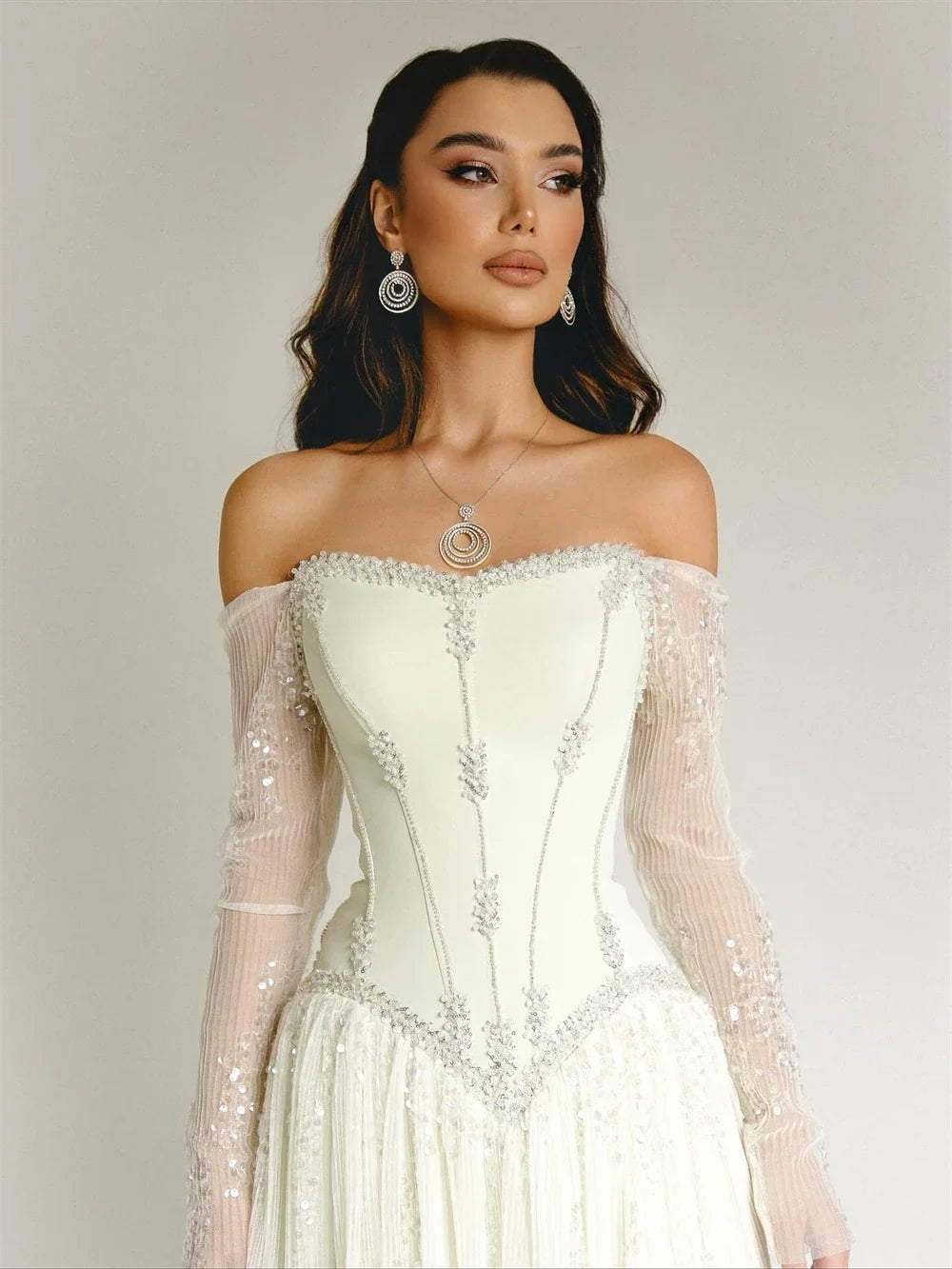 Custom Off Shoulder Corset Prom Dress Beading Chic Robes De Soirée Romantic Gala Floor Length Formal Evening Gowns 2026