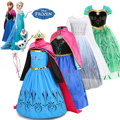 Elsa Dress for Girls 2-10 Yrs Birthday Role Anna Elsa Princess Dress for Kids Halloween Carnival Party Girls Costume