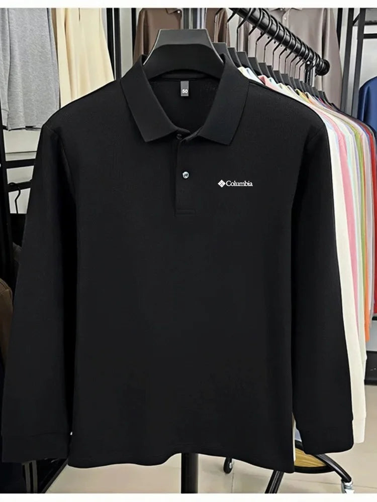 High end brand Polo shirt long sleeved fashionable printed men's top spring 100% cotton skin friendly comfortable casual T-shirt