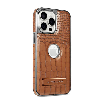 Crocodile Pattern Leather invisible Kickstand Magnetic Case For iPhone 15 16 Pro Max 14 Plus 13 12 Wireless Charging For Magsafe