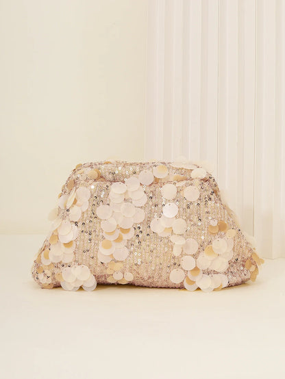 Dinner bag Fashion sequin messenger bag Women's simple handbag, large sequin clutch bag Versatile chain shoulder messeng  bag