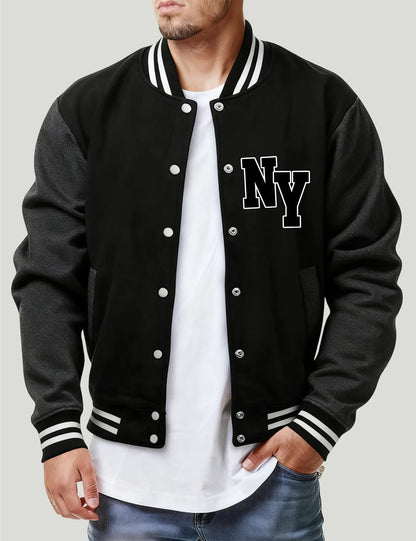 Realizing Dreams In New York Print Jacket Male Fashion Hip Hop Baseball Jersey Soft Loose Fleece Coat Unisex Street Basics Top