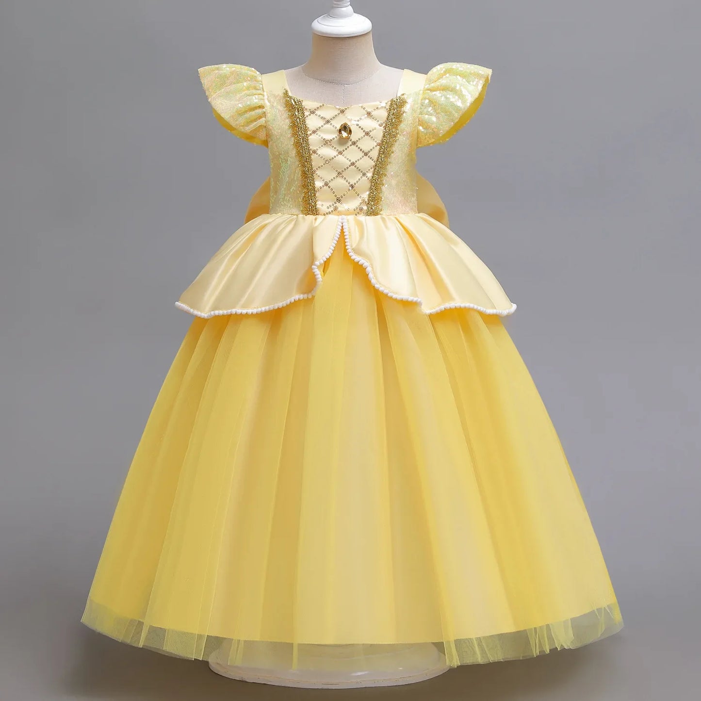 Kids Cosplay Disney Beauty and The Beast Belle Princess Dress Girls Party Costume Children Fancy Birthday Party Flower Disguise