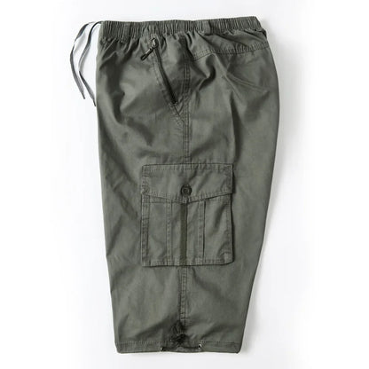 Cargo Shorts Men Zipper Pocket Many Men's Breeche Long Length 3/4 Capri Short Pant Cotton Bermuda Summer 2024 Casual Male Shorts