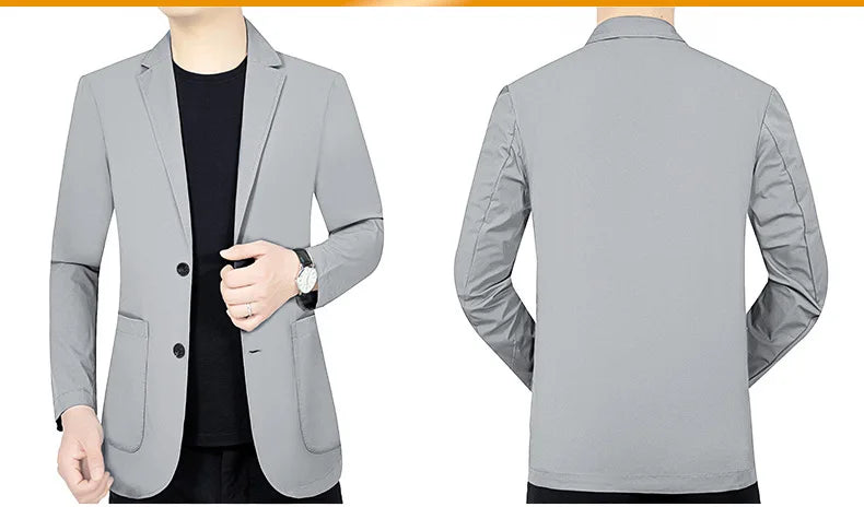 New Summer Man Thin Sunscreen Blazers Jackets Solid Business Casual Suits Coats Male Slim Elastic Blazers Jackets  Clothing 4XL