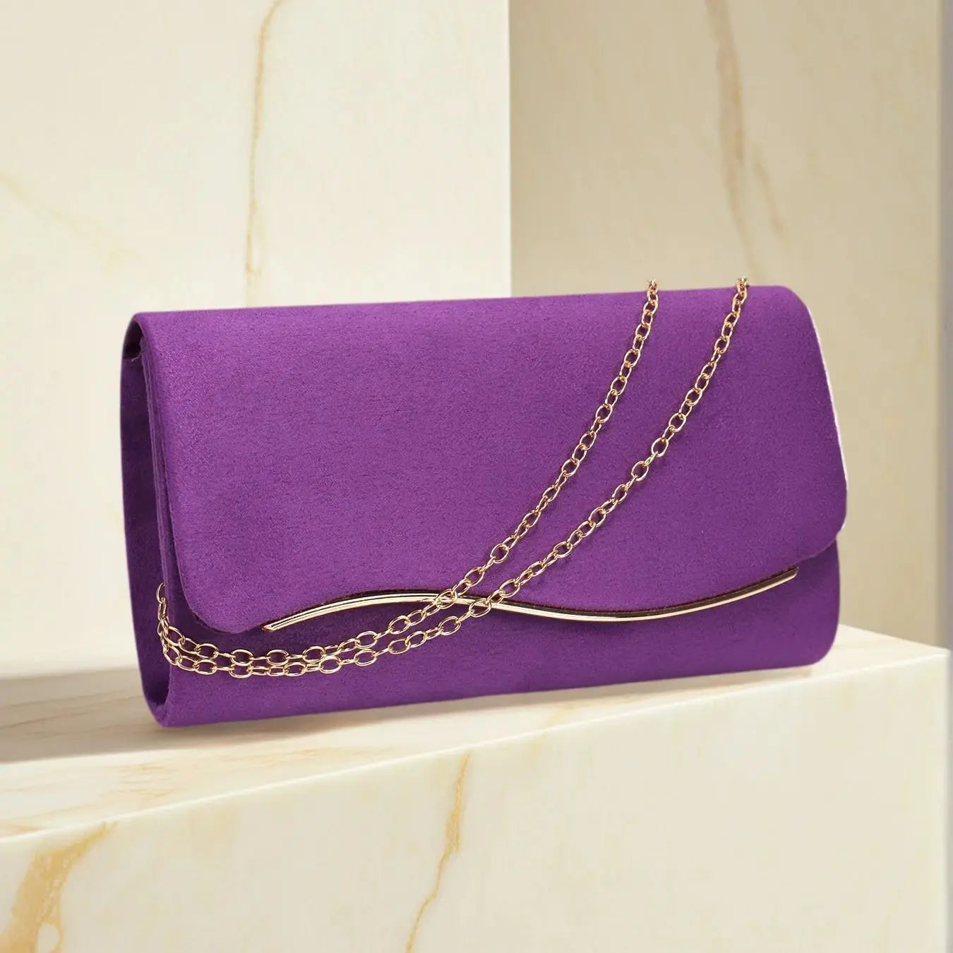 New Design Envelope Design Women Evening Bags Apricot Velvet Glitter Metal Clutch Bags With Shoulder Chain For Wedding