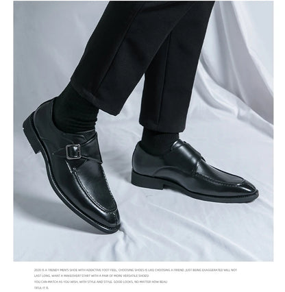 Men's business casual leather shoes cowhide retro round head British leather shoes men's leather big head men's shoes tide