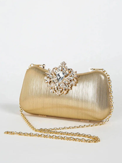 Luxury Rhinestone Evening Bag For Carnaval, Shiny Wedding Dress Purses,  Glamorous,Elegant,Exquisite Small Rhinestone Decor Boxy