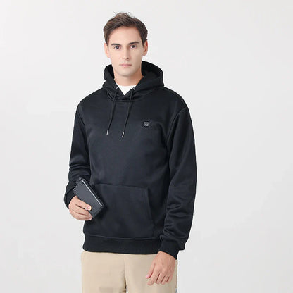 New Intelligent USB Heating Hoodie for Men Women Winter 7 Areas Coral Fleece Hooded Heated Clothes Outdoor Thermal Sportswear