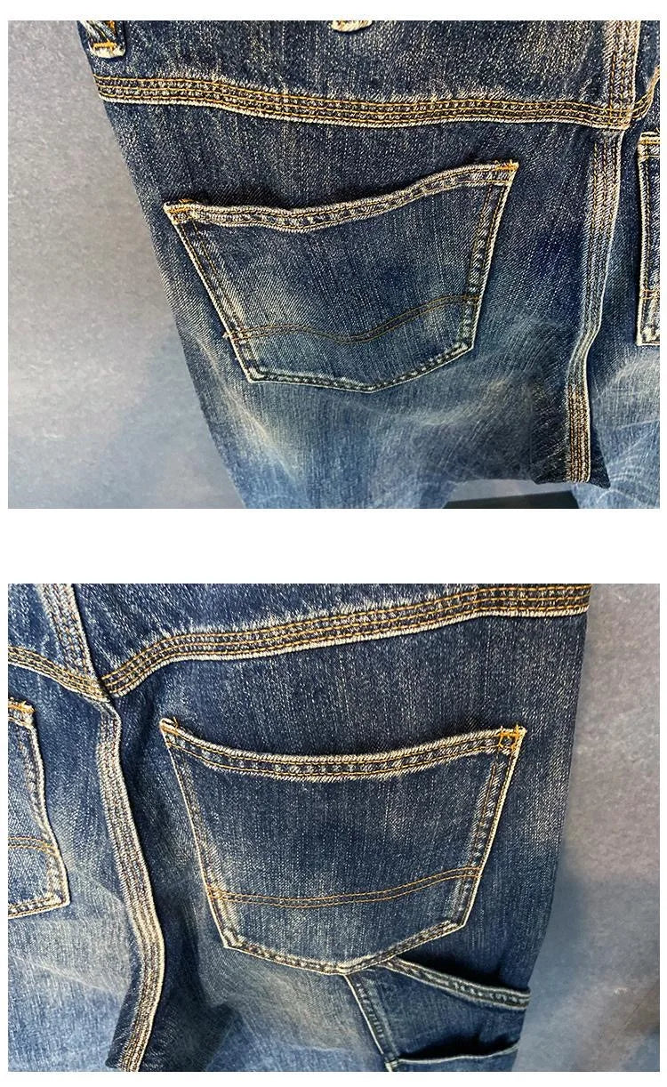 Autumn and Spring Fashion Trend American Vintage Straight Leg Denim Pants for Men Casual Loose Comfortable High Quality Pants