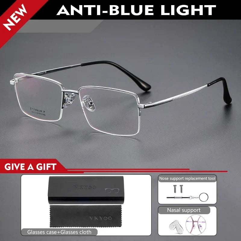 Simple New Retro Ultra-light Titanium Eyeglass Frames Men's Anti-blue Light Glasses Can Be Customized Prescription 18012