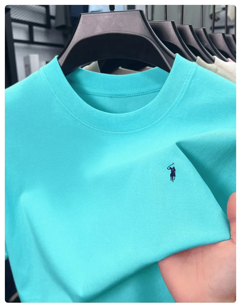 100% cotton high-end short sleeve T-shirt summer designer brand pony embroidery round neck top fashion casual golf men's wear