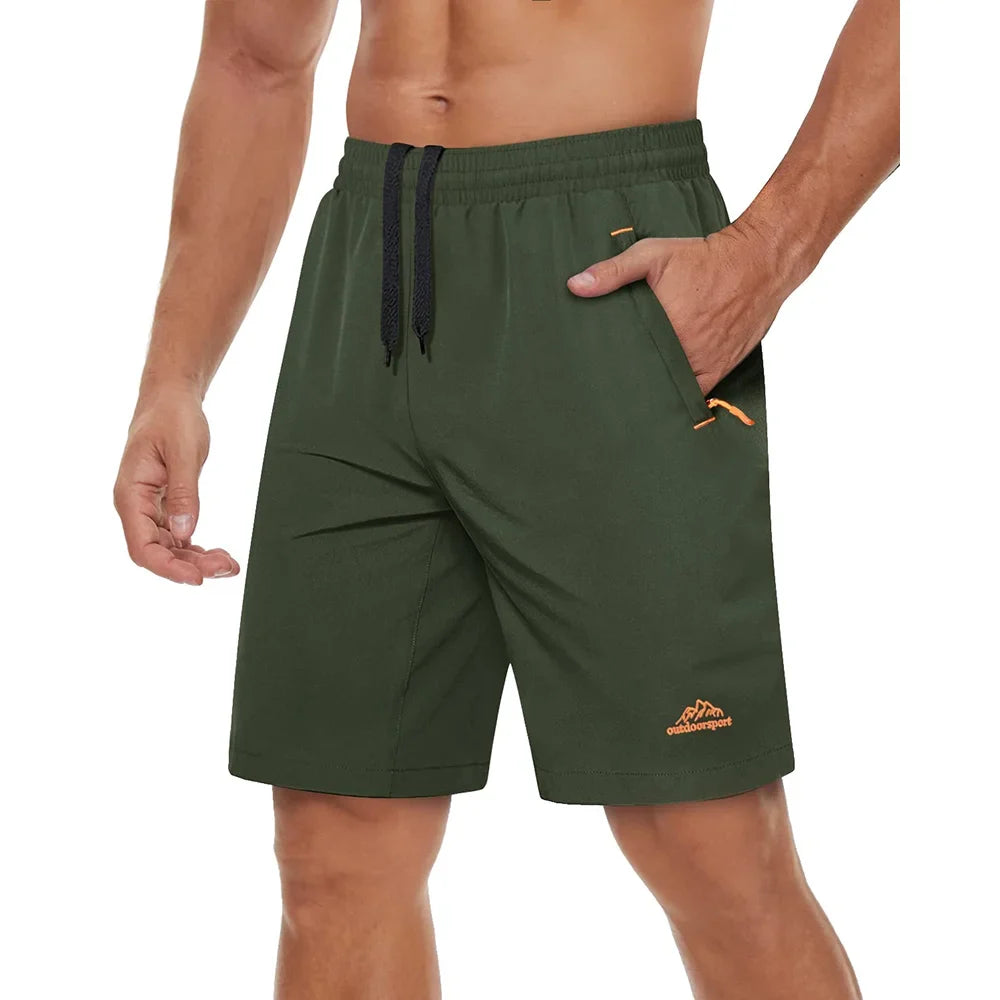 Quick Dry Athletic Running Shorts with Zipper Pockets Men's Summer Shorts for Gym Training Workout Hiking Casual Shorts