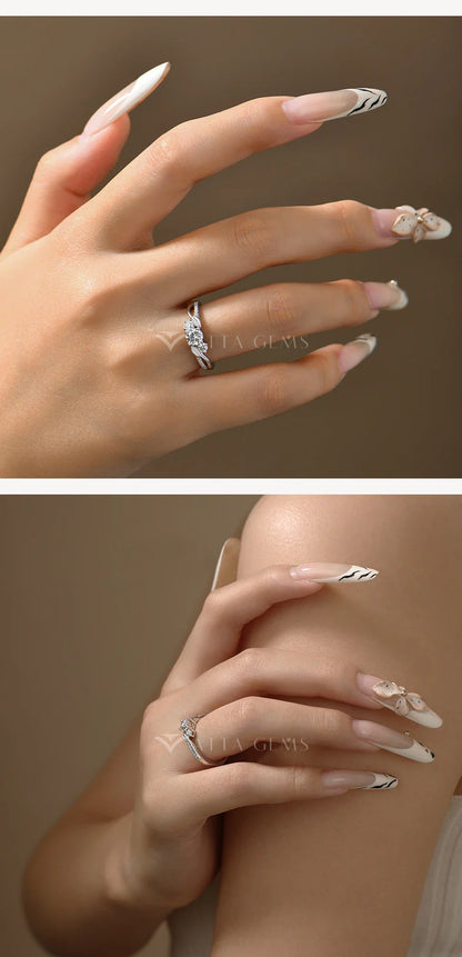 ATTAGEMS Bague trilogie en argent sterling 925 Moissanite Femme D VVS1 0.5CT Bague torsadée Scintillante Cadeau de fiançailles Bijoux fins