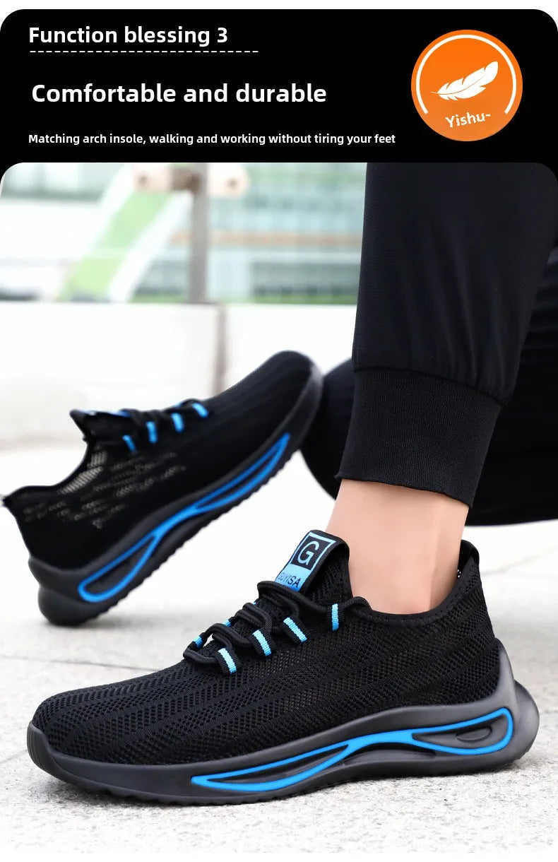 summer safety construction shoes breathable work shoes Indestructible Sneakers Unisex Men Safety Shoes For Work With Steel Toe