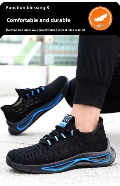summer safety construction shoes breathable work shoes Indestructible Sneakers Unisex Men Safety Shoes For Work With Steel Toe