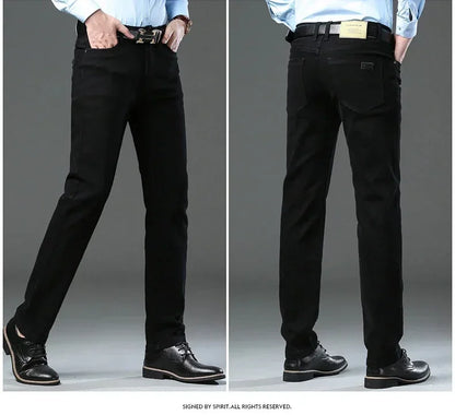 Large Size 42 44 Autumn 98% Cotton Men's Stretch Slim Jeans ArmyGreen Soft Comfortable Casual Straight Denim Pants Trousers