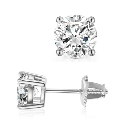 Certified 1/2/3/4/5carat Moissanite Stud Earrings for Women Men 925 Sterling Silver Sparkling Diamond Screw Back Ear Studs