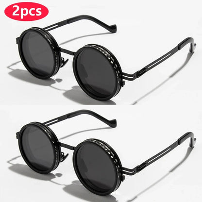 Cycling ND2-400 9 Level Adjustable Dimming Polarized Sunglasses Men Women Fishing Punk Round Glasses Eyeglasses ND Filter