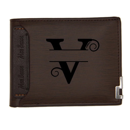 Personalized Wallet for Men Custom Wallets for Men Engraved Letter Name Leather Wallet Bifold Custom Gifts for Dad/Husband