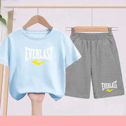 T-shirt d'été pour garçons et filles, manches courtes sportives pour enfants de 7 à 13 ans, pantalons à caractères, confortables