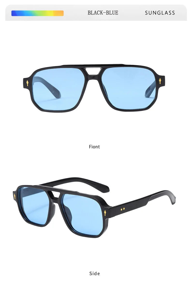 Square Sunglass Men Retro Vacation Yellow Sunglasses Women Trendy Vintage Fashion Glasses Luxury Gafas De Sol Hombre Zonnebril