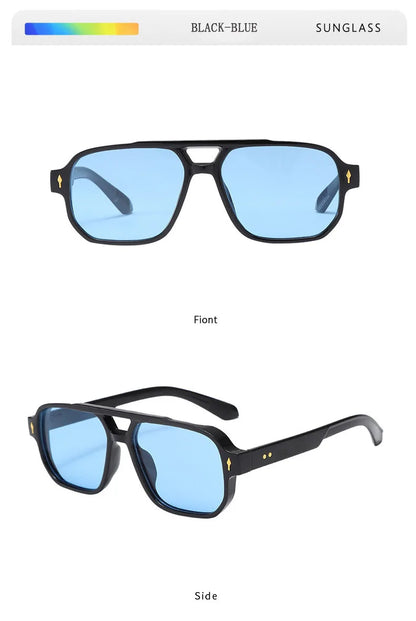Square Sunglass Men Retro Vacation Yellow Sunglasses Women Trendy Vintage Fashion Glasses Luxury Gafas De Sol Hombre Zonnebril