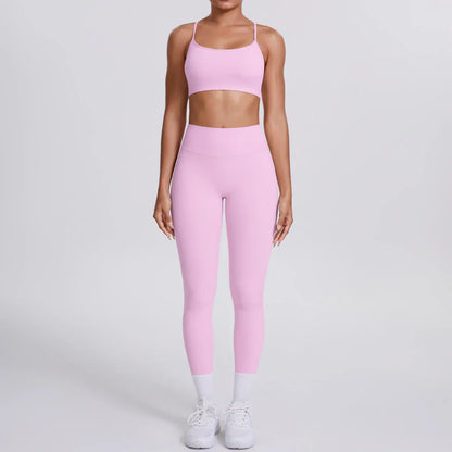 Yoga Suit Sports Set Gym Seamless High Impact Sports Bra Women's High Waist and Hips Tight Peach Buttocks Pants Womens Sportswea