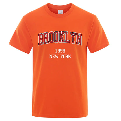 Brooklyn 1898 New York City Letter Prints T Shirt Men Creativity Tee Clothes T-Shirts Loose Summer Tshirt Cotton Breathable Tops