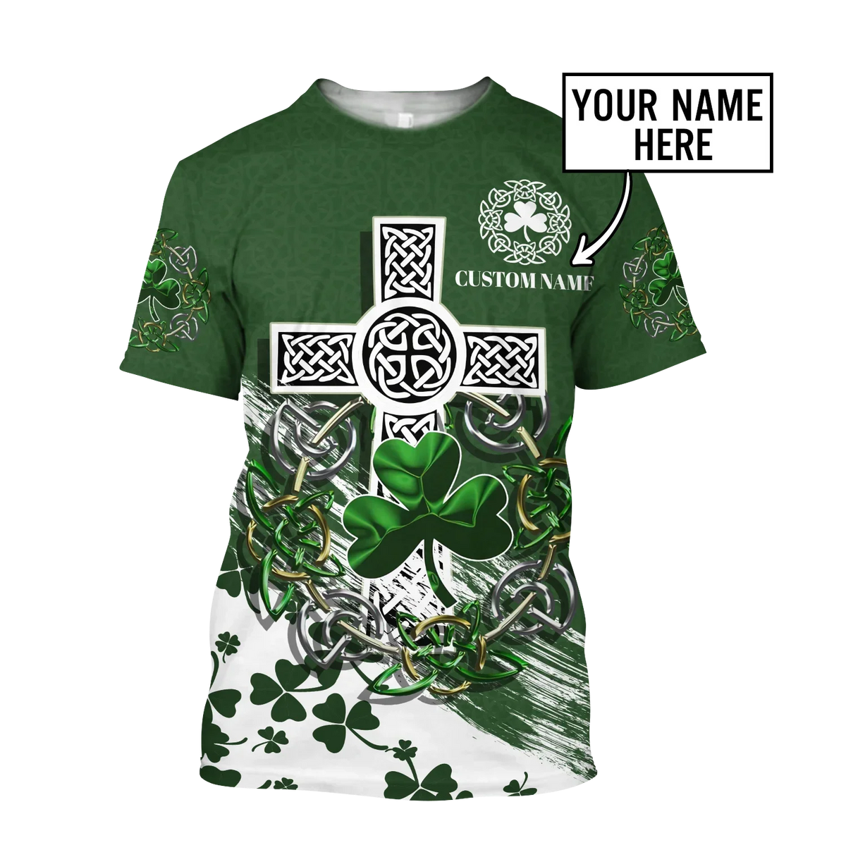 2023 Summer New Printed Irish Celtic Men's and Women's T-shirt, Custom Name Short Sleeve Unisex Shirt, Harajuku Large Casual Sty