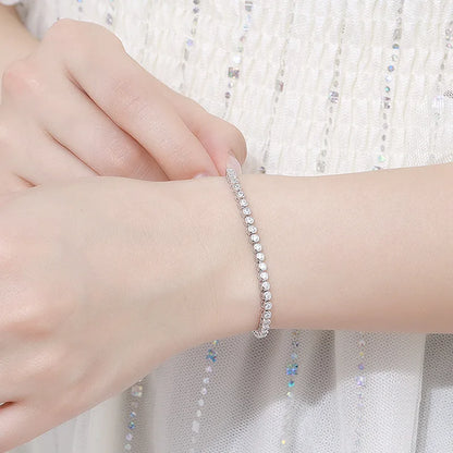 18k Plated 2mm Bubbles Moissanite Tennis Bracelet for Women Luxury Bangles 100% Sterling Silver 925 Full Diamonds Chain