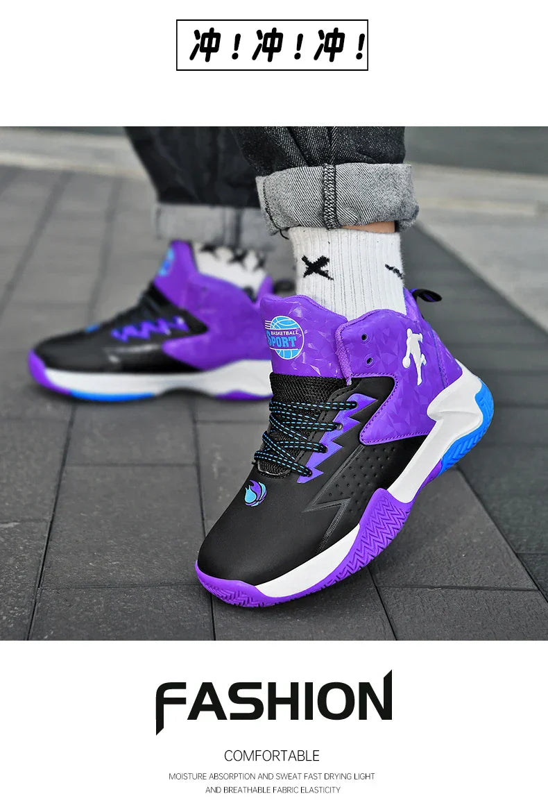 Children Basketball Shoes For Boys Girls Trainers High Top Sneakers Kids Training Shoes Outdoor Non-slip Children's Sports Shoes