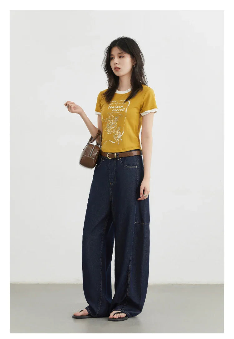 Women's Jeans Loose Casual New High Waist Split Female Wide Leg Denim Pants  Spring Autumn 2025