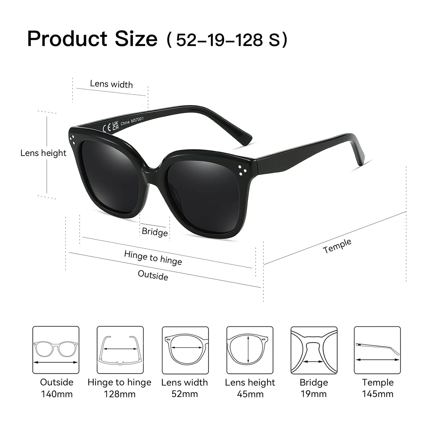 Fashion Square Polarized Sunglasses Classic Design UV400 Protection Acetate Sun Glasses Shade for Women Men